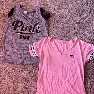 2 pink tees